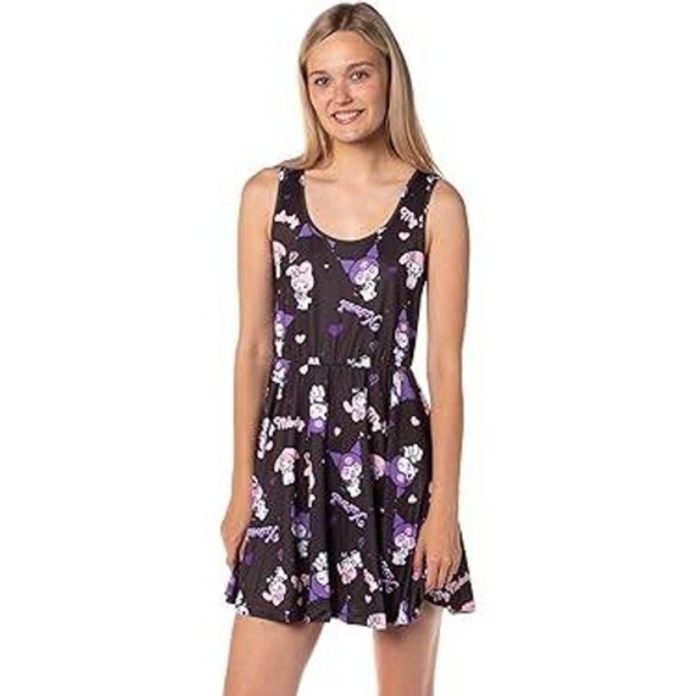 Sanrio My Melody Kuromi Dress XL Black Kawaii Cartoon All Over Print Pullover‎